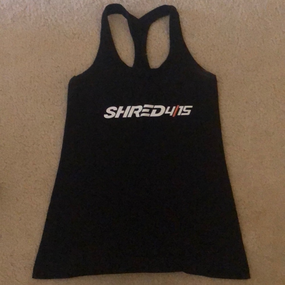 Lululemon Cool racer back, size 6, shred 4/15 custom logo